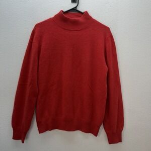 Westbound 100% Cashmere Sweater Mock Neck Red Preppy Holiday Party SZ M Women's